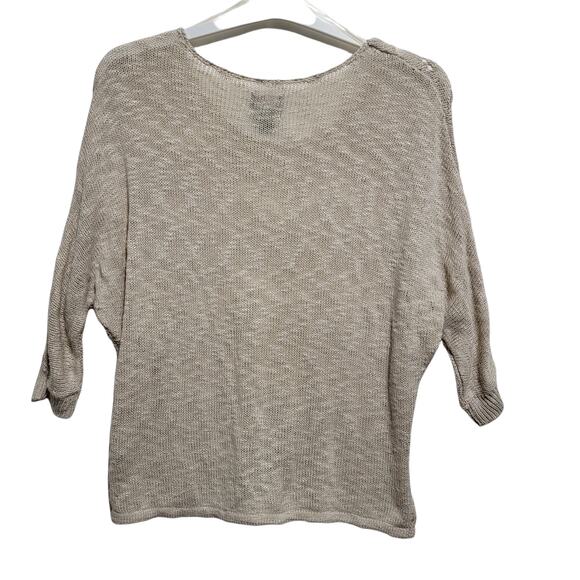Jeans by Buffalo Womens Open Knit Tan 3/4 Dolman Sleeve Sweater Size XS - Picture 6 of 8